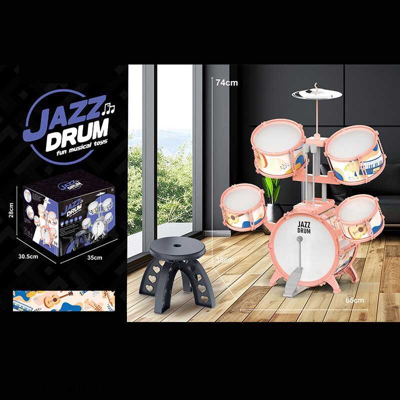 Барабанна установка ZG 3001-D (6) розмір: 65х38х74 см, барабанні палички, стільчик, в коробці