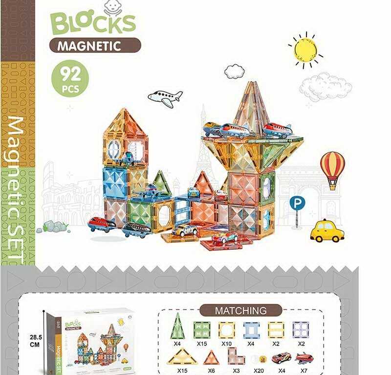 Магнітний конструктор CH 1193 (8) “Аеропорт”, 92 деталі, 7 літаків, 4 машинки, в коробці