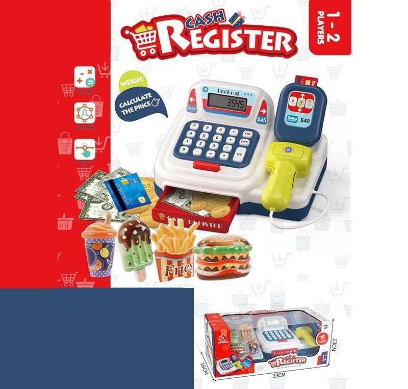 Касовий апарат CF 8233 (48/2) функціональний калькулятор, платіжний термінал, сканер, звук, підсвічування, висувна шухляда, гроші, картки, муляжі фаст-фуду та напоїв, у коробці