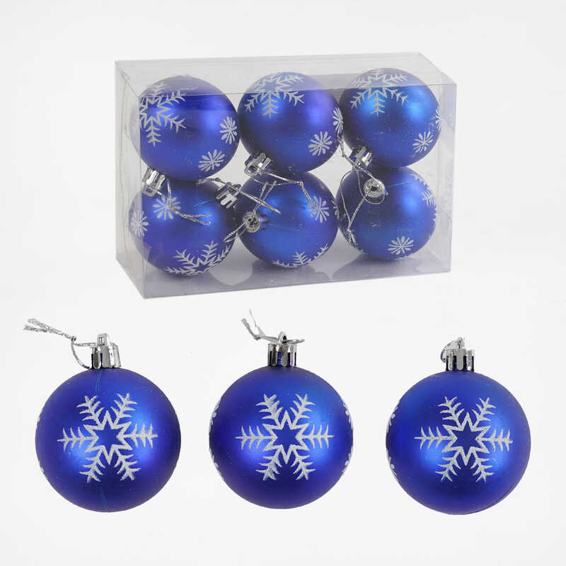 Новорічні прикраси C 67677 (120) 6 штук, кульки, D=6 см, у слюді