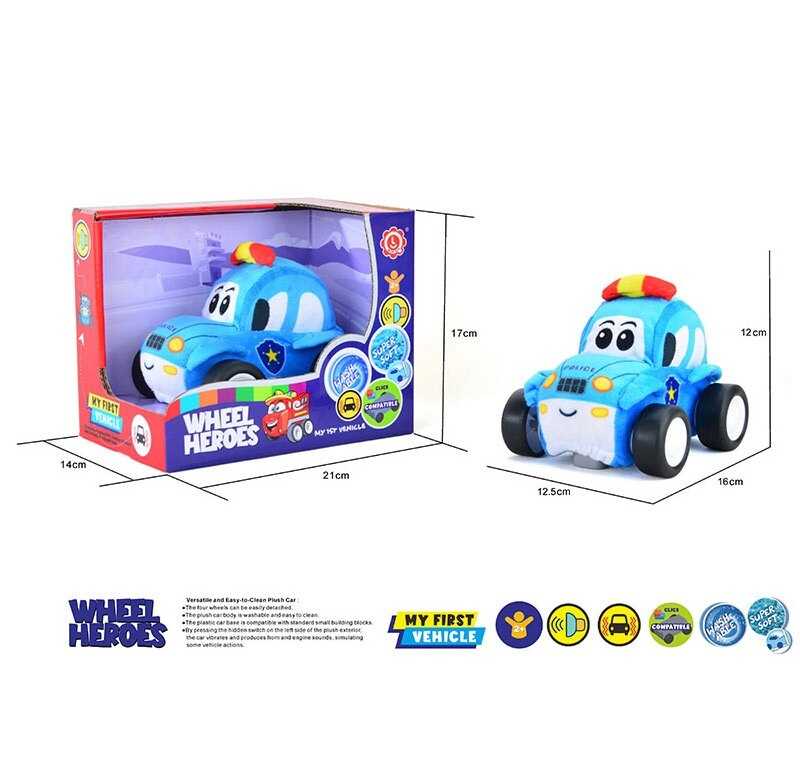 Машинка м`яка QL 8001 C-5 (48/2) “Поліцейська машина”, герой, звуки, музика, вібрує, знімний чохол, на батарейках, в коробці