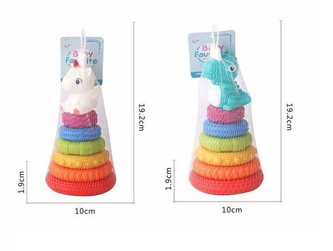 Пірамідка 638-186 (60/2) 2 види, сенсорні кільця, висота 19 см, гумова, в сітці