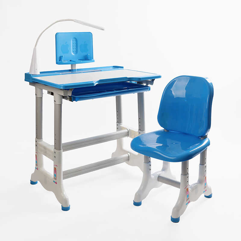 Парта дитяча зі стільчиком L-70106 (1) колір синій, регульована висота та нахил, з лампою, в коробці
